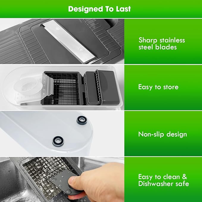 LHS Vegetable Chopper Multifunctional Food Chopper Onion Chopper Vegetable Slicer Dicer Cutter Potato Cutter Veggie Chopper with Container(10 in 1, Grey)