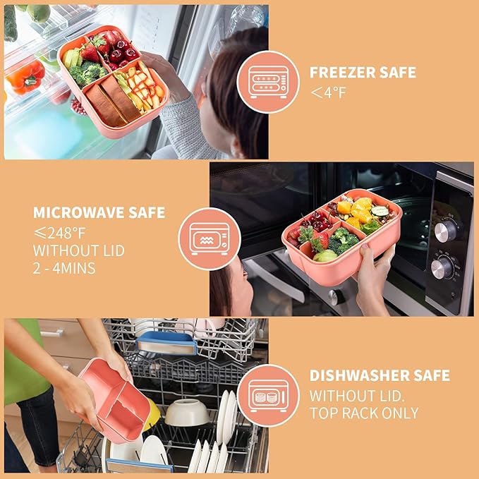 MISS BIG® Bento Box,Bento Box Adult,Lunch Box,Ideal Leak Proof Lunch Containers,No BPAs and No Chemical Dyes Bento Lunch Box,Dishwasher and Microwave Safe Lunch Containers for Adults(1900ml Pink)