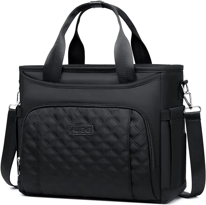 AIJIEKE Insulated Lunch Bag for Men Women, Lunch Box, Lunch Tote for Work, Large Leak Proof Cooler Bag with Removable Strap, Reusable Adult Lunchbag, Picnic, Office, Beach, Black