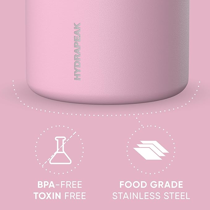 Hydrapeak 25oz Stainless Steel Vacuum Insulated Thermos Food Jar | Thermos for Hot Food and Cold Food, Wide Mouth Leak-Proof Soup Thermos for Adults, 10 Hours Hot and 16 Hours Cold (Cotton Pink)