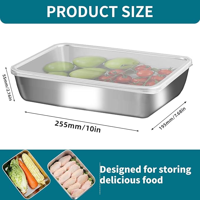 stainless steel Food Storage 12-Pack Lunch BoxContainers setsstorage box with lidfreezer FrozenKitchen tra with lidOven plateSide dish plate Freezer & Dishwasher Safe