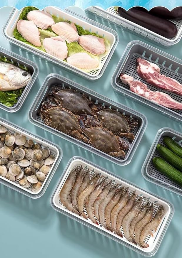 1PCS Produce Saver Rectangular Food Storage Container, White, 11.5 x 3 x 3 Inches, Airtight, Leak Proof, Reusable, Durable, Dishwasher Safe