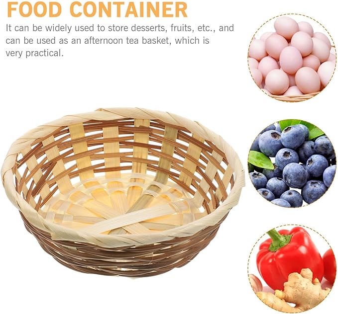 MAGICLULU 3pcs rattan serving dish tray Round Hand- Woven Fruit Basket Woven Fruit Storage Basket Natural Round Storage Basket for Home Kitchen Snack small wicker baskets Basket snack storage tray