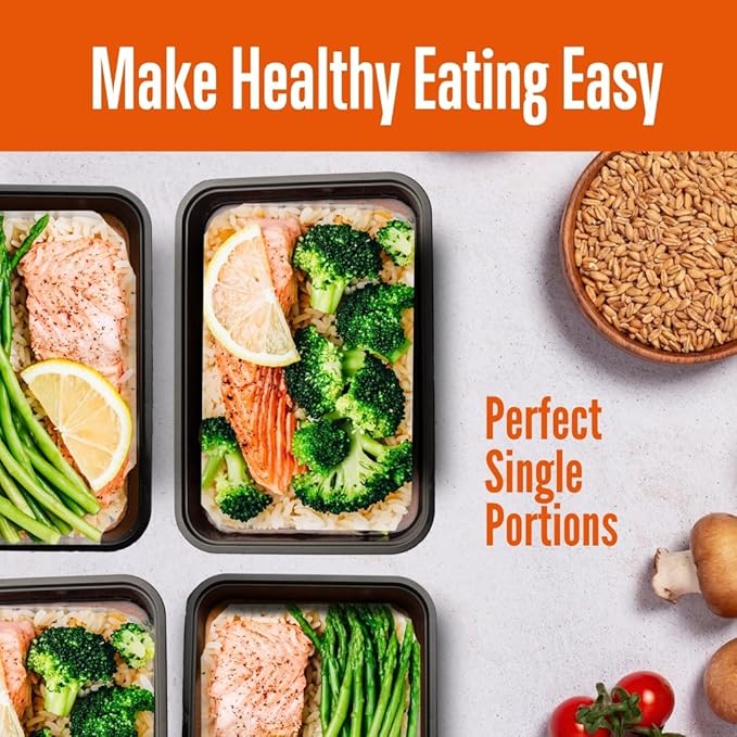 SQUATZ 100 Meal Prep Containers with Lids for Adults - 33oz, Microwave Safe, Reusable Food Storage, Freezer Safe, Leak-Free Lunch Container - Includes Utensils