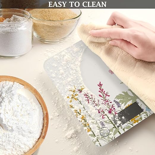 Food Scale Kitchen Scale for Baking Cooking Digital Food Weighing Measuring Scale Small Waterproof Electric Food Scale Simple Flowers