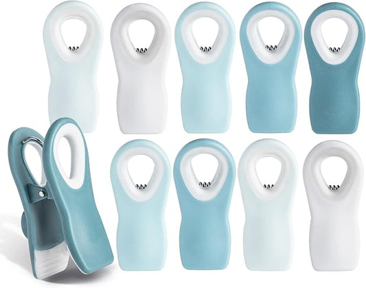 COOK WITH COLOR Bag Clips with Magnet - Chip Clips, Food Storage with Airtight Seal Grip for Bread, Snack and Food Bags (Light Blue Ombre, Pack of 10)