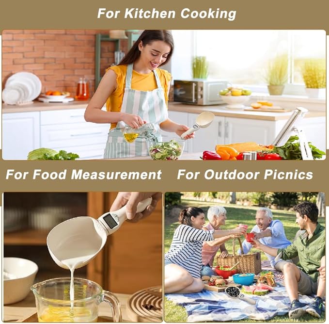 2PCS Food Measuring Spoon with Hook Electronic Kitchen Measuring Spoon Scale with LCD Screen，Digital Kitchen Scale Spoon with Removable Handle, for Dispensing Food and Condiments