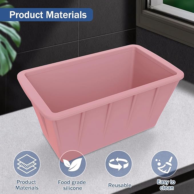 Extra Large Ice Cube Molds 4Pack 32LB Silicone Ice Block Molds for Ice Plunge Tub, Reusable Ice Cube Trays for Freezer, Giant Ice Cube Molds for Home Ice Baths,Cold Plunge Accessories (Pink)