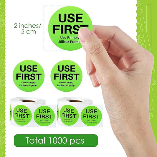 Epakh 1000 Pcs 2 Inch Use First Stickers Food Service Inventory Control Labels for Restaurant Permanent Adhesive Food Labels Circle Dot Paper(Green)