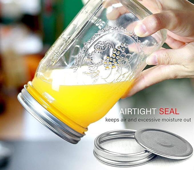 Wide Mouth Mason Jars - 32 oz, 12 Pack Large Glass Jars with Airtight Lids, 1 Quart for Pickling, Canning, Fermenting and Food Storage, Microwave & Dishwasher Safe