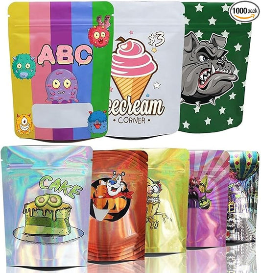 1000 Pcs Custom Print Aluminium Foil Bags(Min Order 1000 Pcs),Smell Proof Pouch for Business Packaging,Resealable Stand Up Zipper Bag for Food Storage,Pet,Dried Food,Snack(Exclude Shipping Fee）