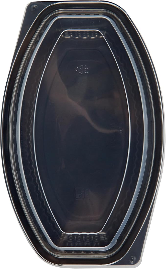 Restaurantware RW Base 28 Ounce Meal Prep Containers, 100 Microwavable To Go Containers With Lids - Disposable, Freezable, Black Plastic Oval Food Containers, Pack Hot And Cold Food, For Takeaway