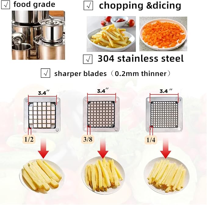 440C Commercial Food Grade Vegetable Chopper Dicer Blade Replacement Stainless Steel Blade for Chopper Dicer(1/2)