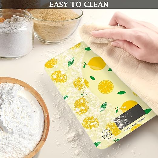 Food Scale Kitchen Scale for Baking Cooking Digital Food Weighing Measuring Scale Small Waterproof Electric Food Scale Yellow Lemon