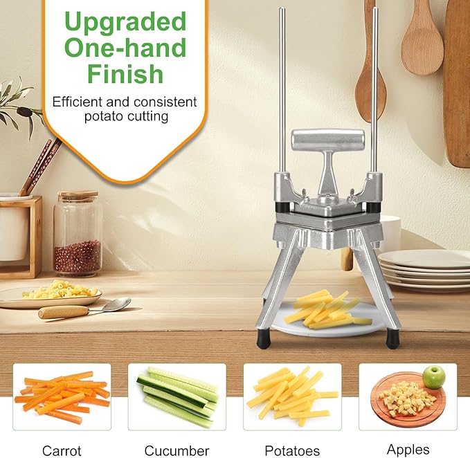 Commercial Chopper Vegetable Cutter Fruit Dicer Heavy Duty Stainless Stee Dicer Cutter Onion Chopper Professional Food Dicer for French Fry Tomato Peppers Potato (1/4″ Blade)
