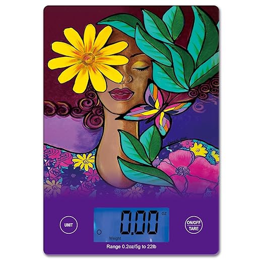 Digital Kitchen Scale for African American Women, in Grams, Ounces, Milliliters & Pounds, LCD Display, for Meal Prep, Cooking and Baking