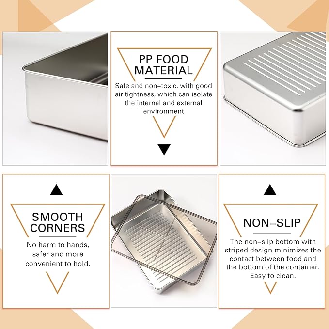8 Pack Deli Meat Cheese Container for Fridge Increase Capacity Bacon Stainless Steel Containers with Lids Refrigerator Storage Dishwasher Safe