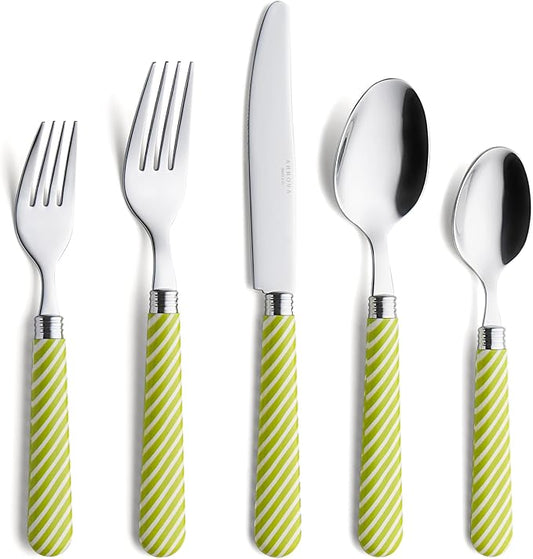 ANNOVA Silverware Set 20 Pieces Stainless Steel Cutlery Color Handle Flatware - 4 x Dinner Knife; 4 x Dinner Fork; 4 x Salad fork; 4 x Dinner Spoon; 4 x Dessert Spoon (Light Green)