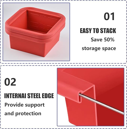2 Cup Silicone Freezer Trays with Lid 4 Pack Silicone Soup Freezer Molds Soup Containers Make 4 Perfect Soups, Broths, Stews, Sauces, Curries(Red)