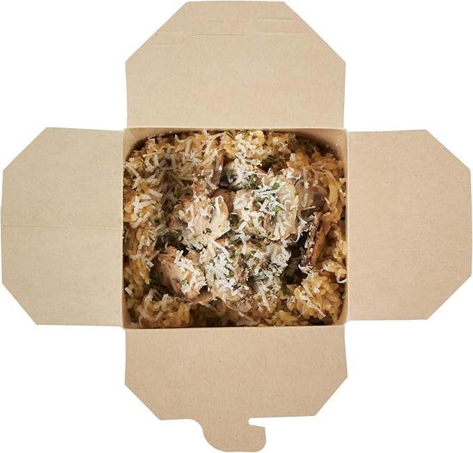 Restaurantware Sustain 32 Ounce Sturdy Paper Take Out Boxes, 200 Disposable Take Out Food Containers - With PLA lining, Compostable, Bamboo Paper Containers, Built-In Tab-Lock Cover, Greaseproof