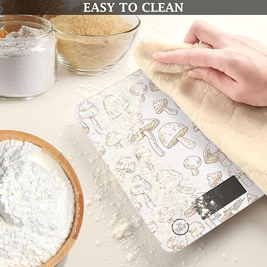 Food Scale Kitchen Scale for Baking Cooking Digital Food Weighing Measuring Scale Small Waterproof Electric Food Scale Beige Mushroom
