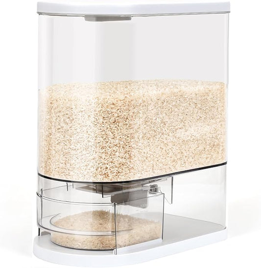 Rice Dispenser, 22 Lbs Rice Storage Container with Measuring Cup, BPA-Free Rice Holder for Kitchen Pantry Organization (Clear, 22lb)