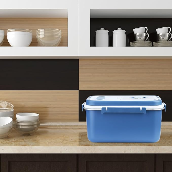 20lbs Stainless Steel Flour Storage Bin Airtight Rice Storage Container Metal Cereal Grain Dry Food Storage Boxes for Kitchen Countertop Pantry, Blue