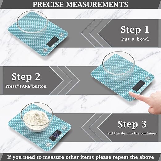 Food Scale Kitchen Scale for Baking Cooking Digital Food Weighing Measuring Scale Small Waterproof Electric Food Scale Blue Fish Scales