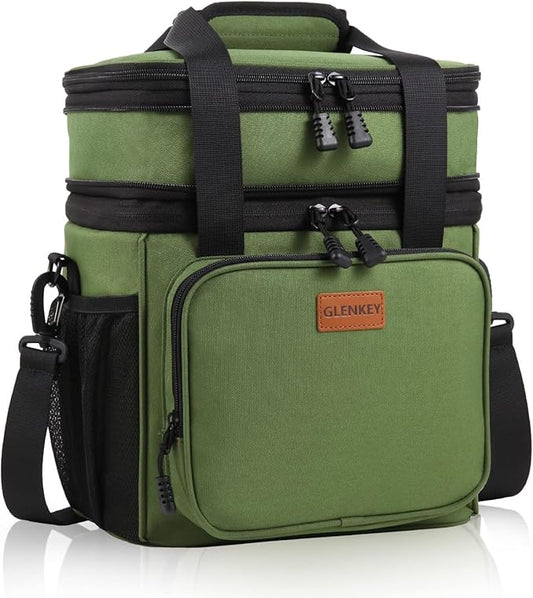 Expandable XLarge Lunch Box, Insulated Heavy Duty Lunch Bag Waterproof Leakproof Durable Cooler Bag for Men Women Adults Work Construction Camping Trip, 22L, Army Green