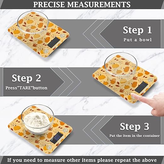 Food Scale Kitchen Scale for Baking Cooking Digital Food Weighing Measuring Scale Small Waterproof Electric Food Scale Fall Pumpkin Leaves