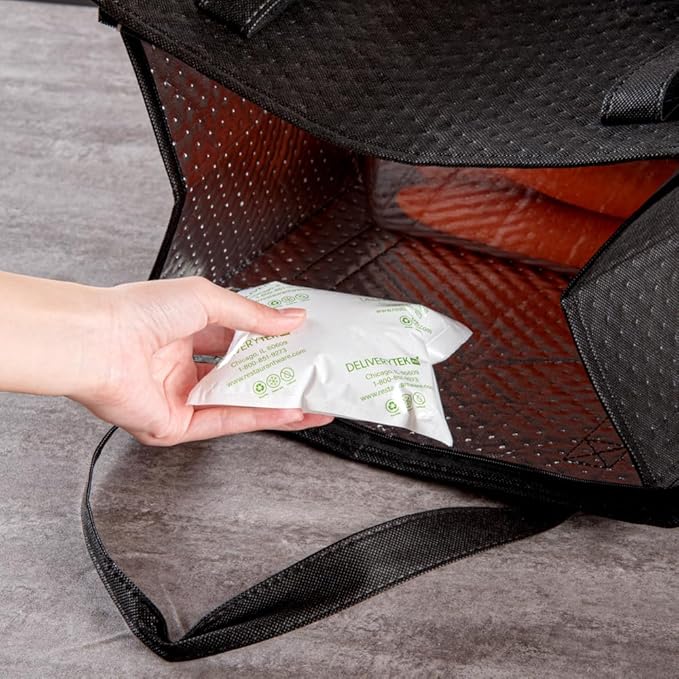Restaurantware Delivery Tek 5.1 x 4.5 Inch Shipping Ice Packs 100 Durable Cold Packs - Easy-To-Use Design Leakproof Plastic Dry Ice Packs Reusable For Frozen Meat Vegetables or Beverages