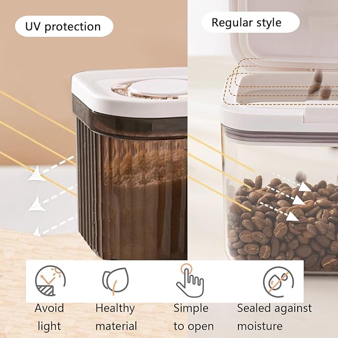 Pop Top Containers with Airtight Date Tracker Lid Small Food Storage Container Sealed Dispenser with Spoon Pantry Storage for Suger, Spices, Dried herbs, Coffee, Tea, Candy, 0.8L / 27oz