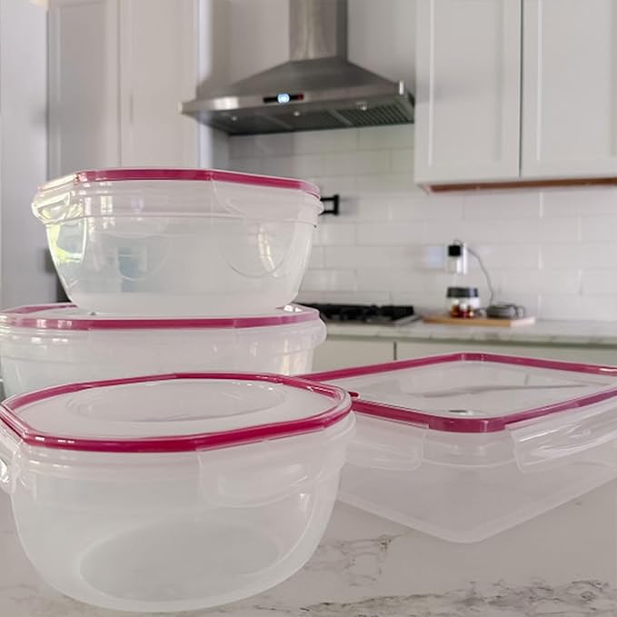 Sterilite Ultra-Seal 16 Cup Rectangle, Airtight Food Storage Container, Latching Lid, Microwave and Dishwasher Safe, Clear With Blue Gasket, 8-Pack