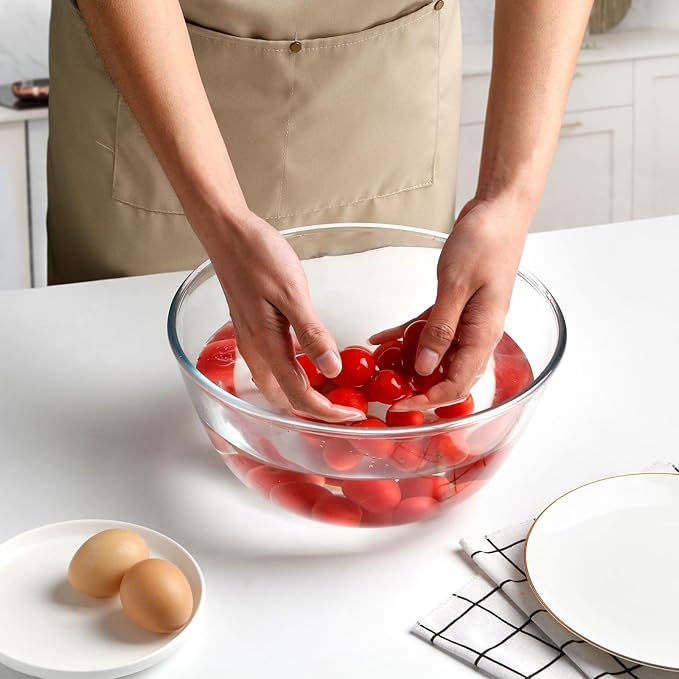 NUTRIUPS 4.7 Quart Large Glass Mixing Bowl, Clear Large Salad Bowls Glass Big Mixing Bowls for Kitchen