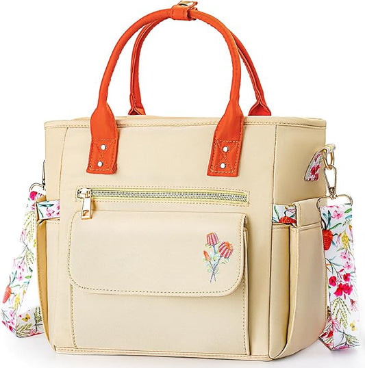 Deluxe Large Insulated Lunch Bag Box Women - Leakproof Waterproof Cooler with Multi Pockets Removable Strap for Work Picnic - Teacher Mothers Day Christmas Birthday Gifts