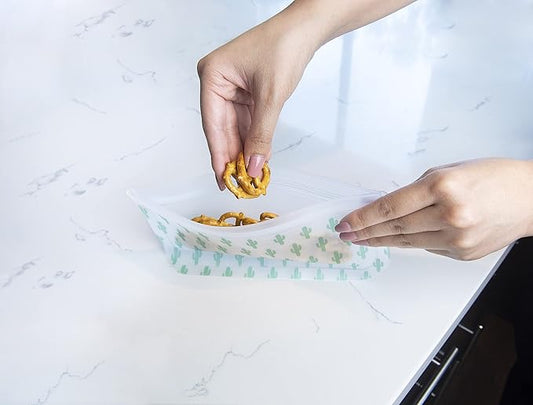 EcoLogical Reusable Snack Bags, Sustainable Kitchen Accessory, Zero-Waste Lunch Set, 4 pack, Printed
