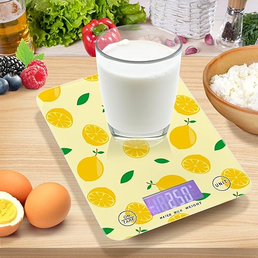 Food Scale Kitchen Scale for Baking Cooking Digital Food Weighing Measuring Scale Small Waterproof Electric Food Scale Yellow Lemon