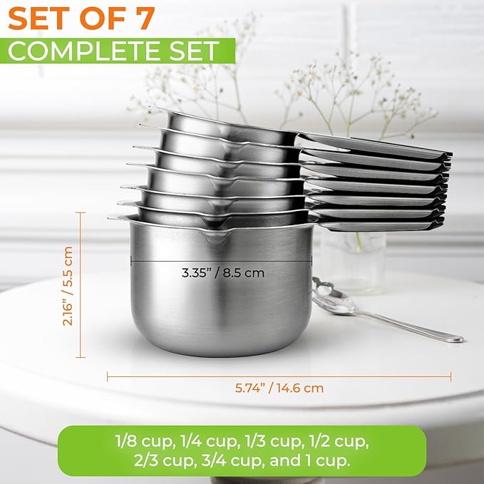 Spring Chef Premium Swivel Vegetable Peeler, White & Stainless Steel Magnetic Measuring Cups, Set of 7, Black - 2 Product Bundle