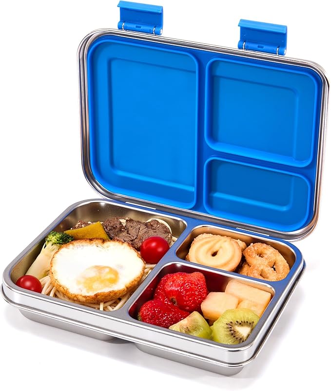 Stainless Steel Bento Box Adult Lunch Box 3 Compartment Metal Lunch Box for Kids Leak Proof Stainless Bento Boxes with Containers for School and Office