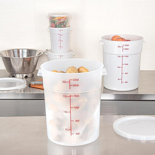 Restaurantware-Met Lux 22 Quart Food Storage Container, 1 Translucent Storage Container - Lids Sold Separately, Red Volume Markers, Dishwashable Container, Side Handles, For Storing Foods