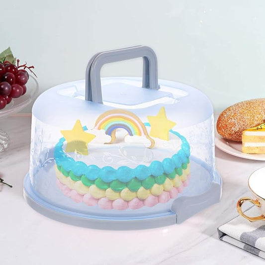 1pc Cake Box Organizer with Lid Clear Display Box Serving Tray Round Cake Saver with Locking Lid Plastic Cake Container Bakery Take Out Box Cake Box Container Food Packing Boxes