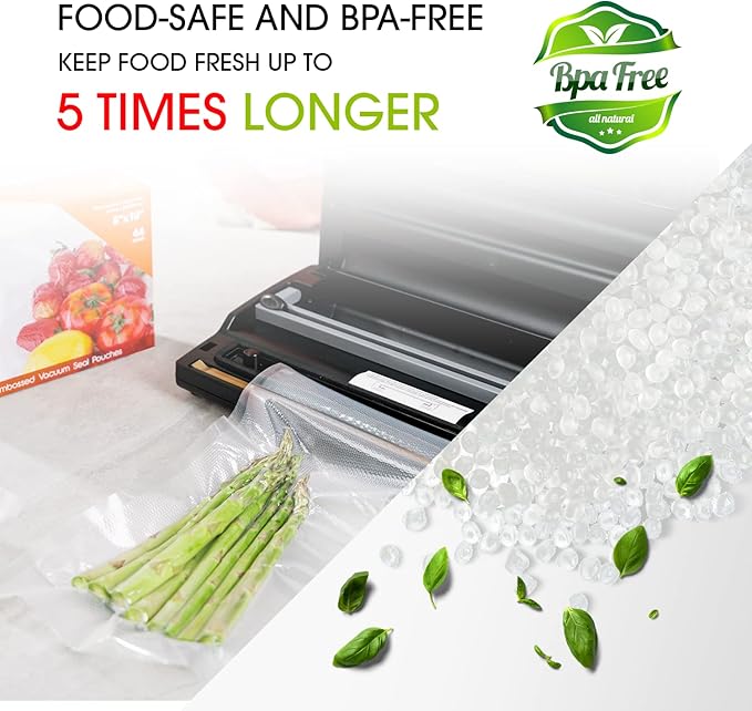 [5 mil Food Vacuum Bags] Vesta Precision Premium PreCut Vacuum Sealer Bags - 8 x 10 Inches, 44 count, 5 Mil Thickness, Puncture Resistant, Ideal for Food Storage, Meal Prep, and Sous Vide