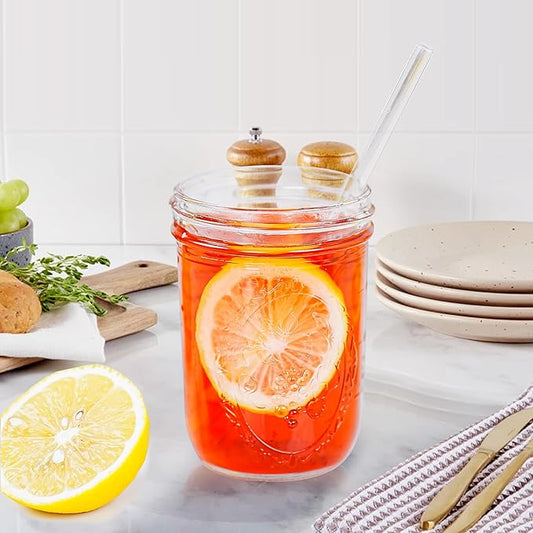Wide Mouth Mason Jars 16 oz with Lids [2 Pack], Canning Jars with Metal Airtight Lids and Bands, 16 oz Glass Jars for Fermenting, Pickling, Freezing, Preserving, Meal Prep, Jar Décor