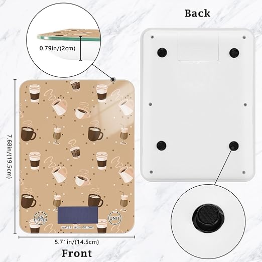 Food Scale Kitchen Scale for Baking Cooking Digital Food Weighing Measuring Scale Small Waterproof Electric Food Scale Coffee Cup Brown