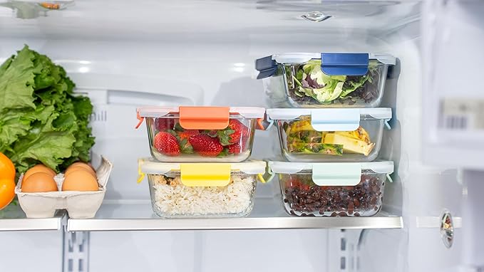 5-Pack 36oz Glass Food Storage Containers with Lids - Borosilicate Glass Meal Prep Container - Airtight, Leak-Proof Reusable Food Prep Containers, Microwave, Freezer, Oven Safe & BPA Free