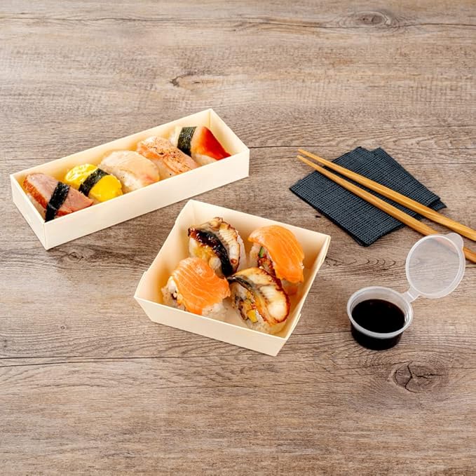 Restaurantware Taipei 14 Ounce Food Containers 100 Square Wooden Bento Boxes - Lids Sold Separately Grease Impermeable Poplar To Go Boxes Disposable Serve Noodles Dumplings And More