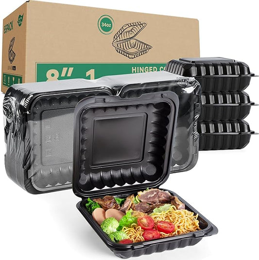 To Go Containers, BPA-Free Plastic Take Out Boxes with Lids 55-Pack 34oz MFPP Reusable Meal Prep Container for Food Storage Takeout, Hinged Clamshell Design for To-Go Lunch Salad Breakfast