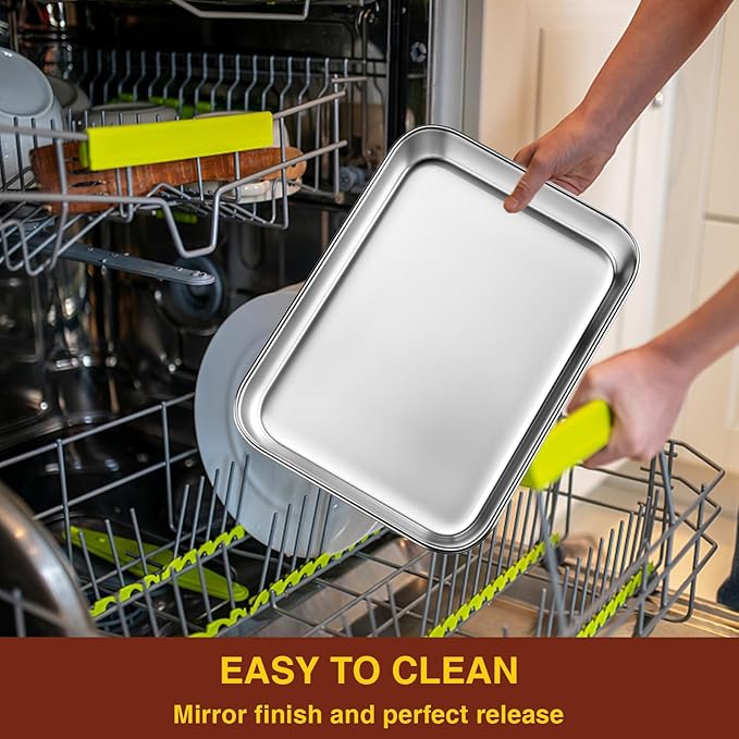 Wildone Sheet Pan Set Baking Sheet Cookie Sheet Baking Pan Toaster Oven Pans, 12 PCS Stainless Steel Baking Tray Cookie Pan, Heavy Duty & Dishwasher Safe, 9 x 6.7 x 1 Inches