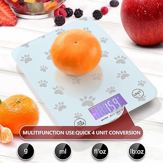 Food Scale Kitchen Scale Food Scales Digital Weight Grams and Ounces Small Electronic Food Scale for Baking Cooking Paw Prints