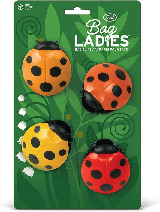 Genuine Fred BAG LADIES, Ladybug Bag Clips, Set of 4, Cute and Durable Food Storage Clips, Keeps Food Fresh, Fun Kitchen Accessories and Great Gift for Ladybug Lovers